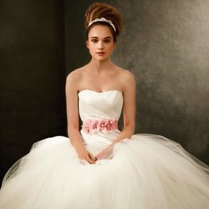 White by Vera Wang Draped Taffeta Wedding Dress